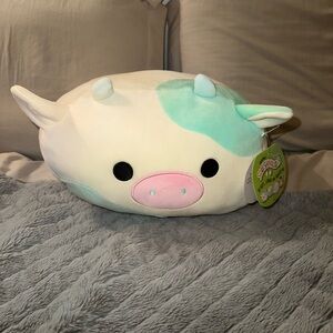 Squishmallows Cow Plush Toy - White and Mint